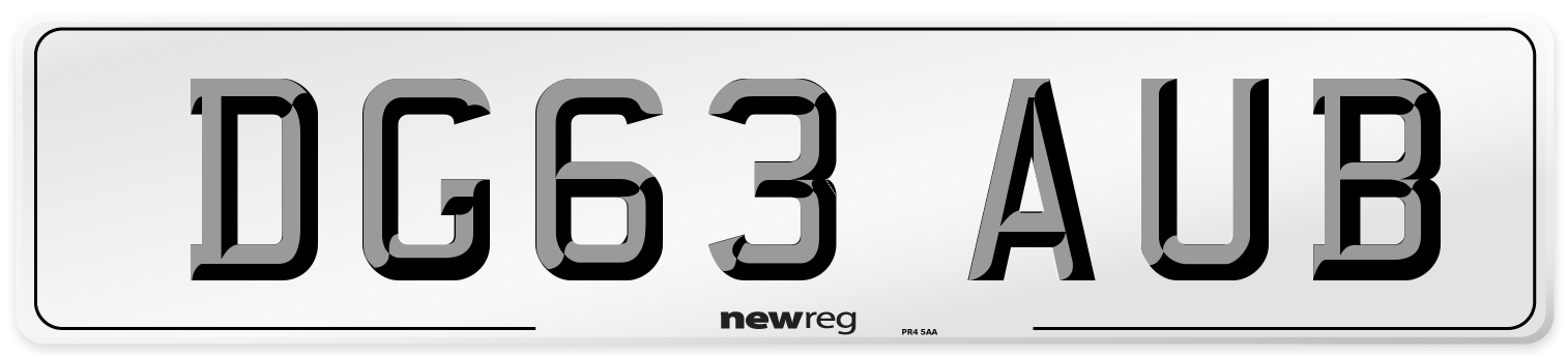 DG63 AUB Number Plate from New Reg